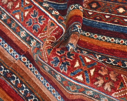 6x6 Multicolor Khurgeen Afghan Hand Knotted Round Wool Area Rug